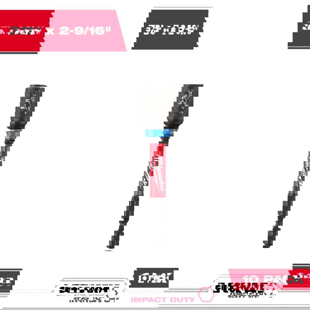 Power & Impact Screwdriver Bit Sets; Bit Type: Impact Nut Driver ; Point Type: Hex ; Drive Size: 3/8 ; Overall Length (Inch): 2-9/16 ; Hex Size Range (Inch): 1/4 ; Blade Width: 1/4